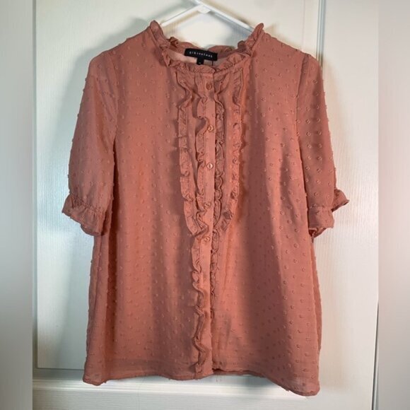 Gibsonlook Orange Peasant Button Blouse Size Med Nwt #2856